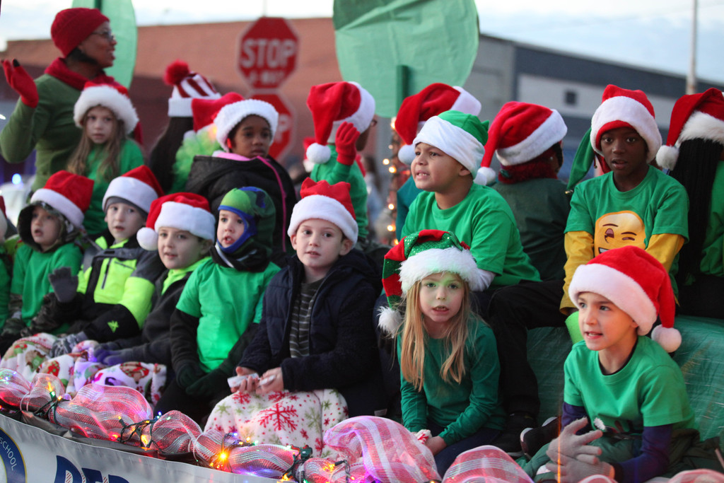 students participating in Christmas parade