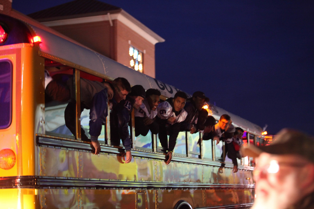 students participating in Christmas parade