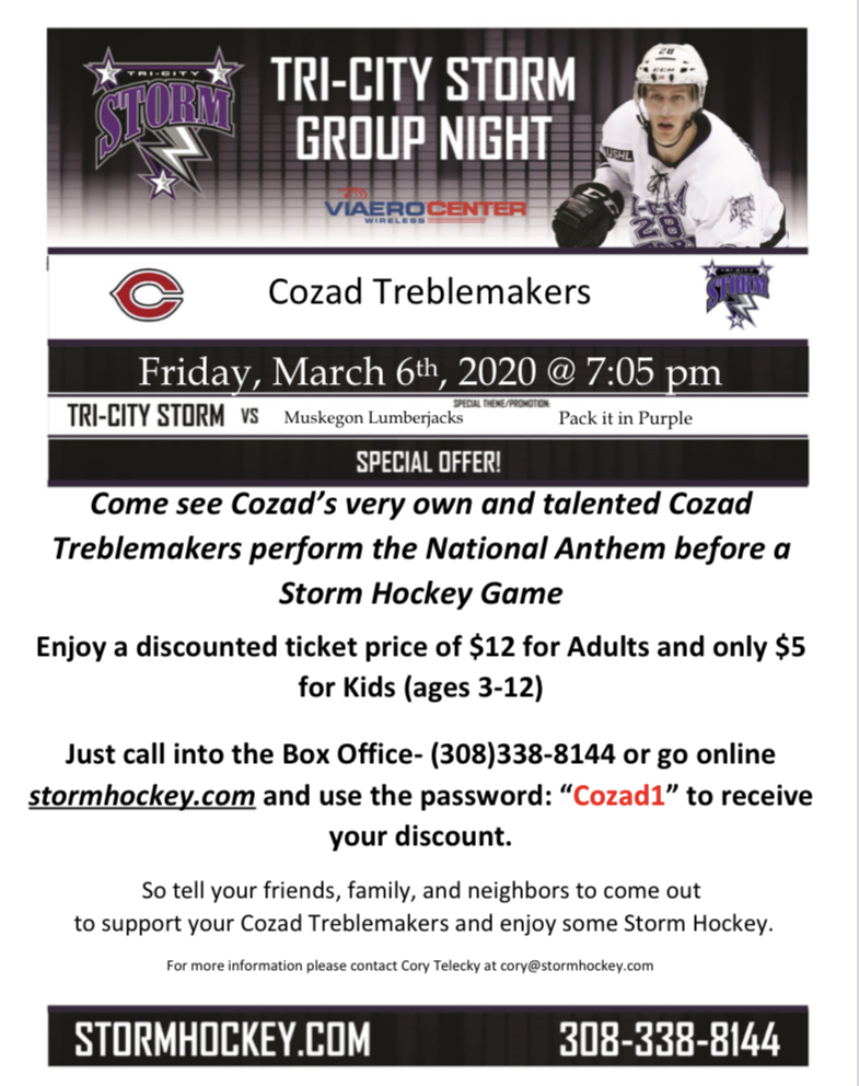 Treblemakers at Storm Hockey game