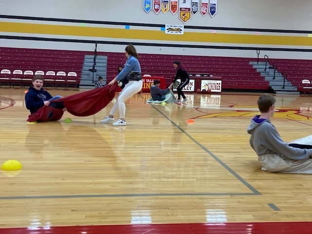 Students participating in a relay