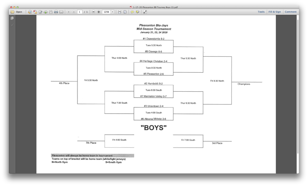 Pleasanton Boys BB Tournament 01/21/2020