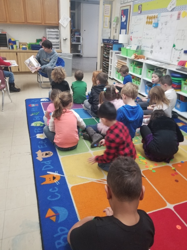 What a great way to start my day! Listening to one of the high schoolers read to us. #wolverineslead