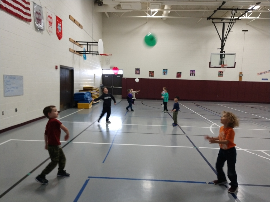K, 1st, and 2nd grade have been working on their volleyball skills too!