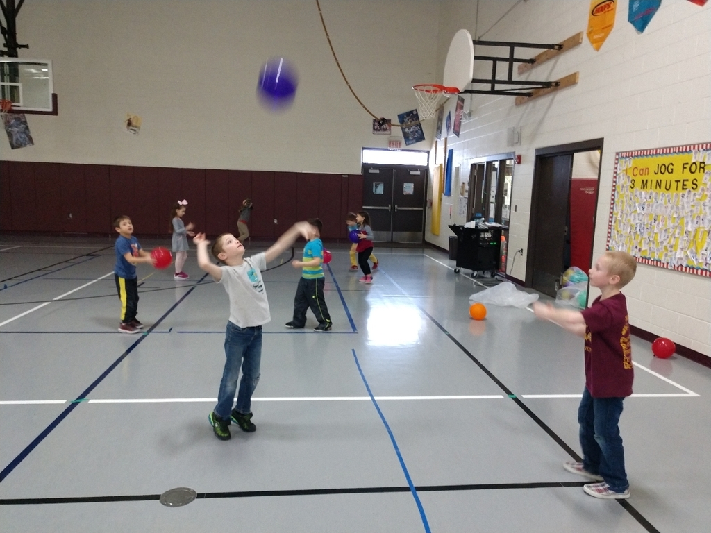 K, 1st, and 2nd grade have been working on their volleyball skills too!