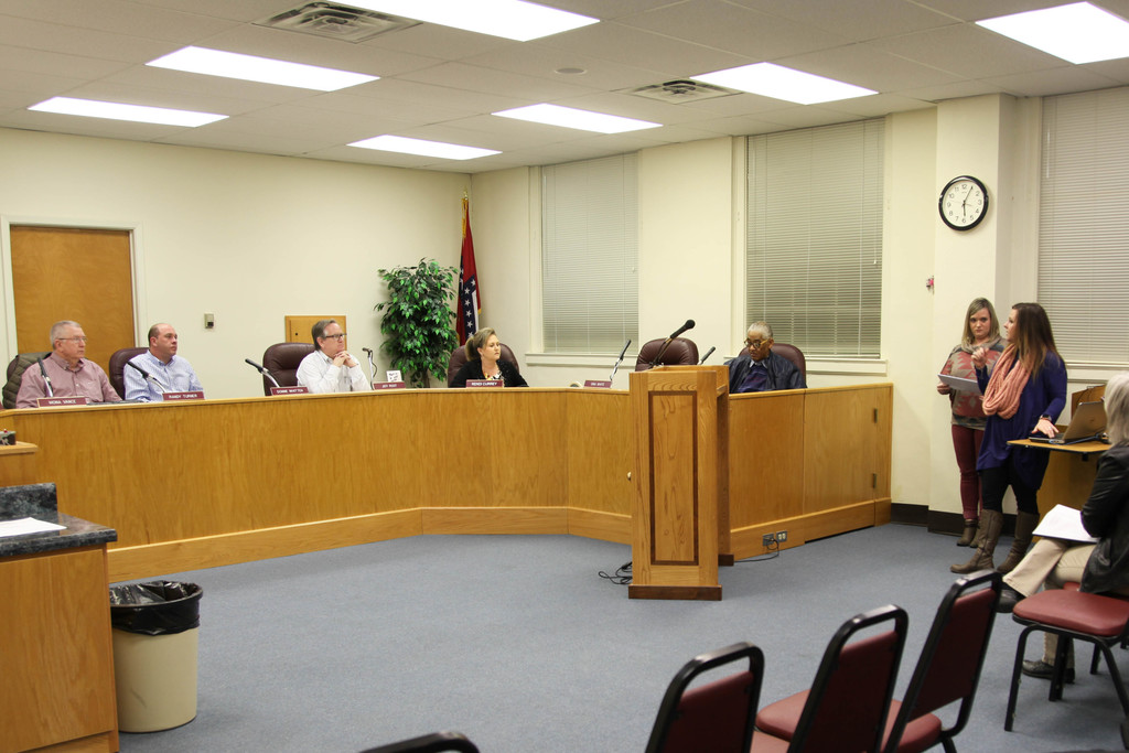 Ms. Hill and Ms. Ellison presenting to the School Board