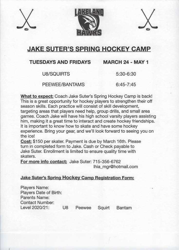 Jake Suter's Spring Hockey Camp