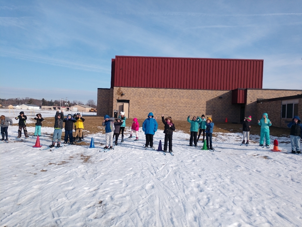 What a great day to be a wolverine! ❤️ 3rd-5th graders were able to go outside and enjoy the nice weather  cross country skiing this morning with Mrs. Stanley!🎿🌞