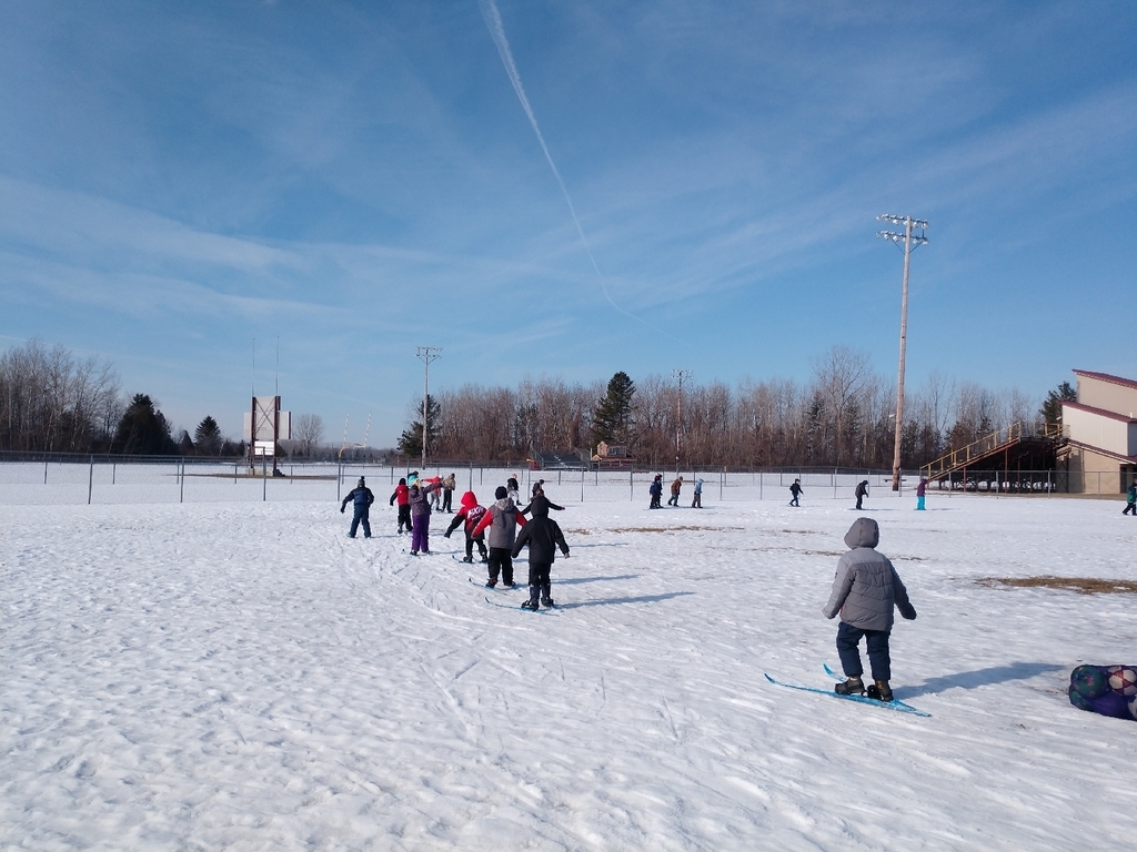 What a great day to be a wolverine! ❤️ 3rd-5th graders were able to go outside and enjoy the nice weather  cross country skiing this morning with Mrs. Stanley!🎿🌞