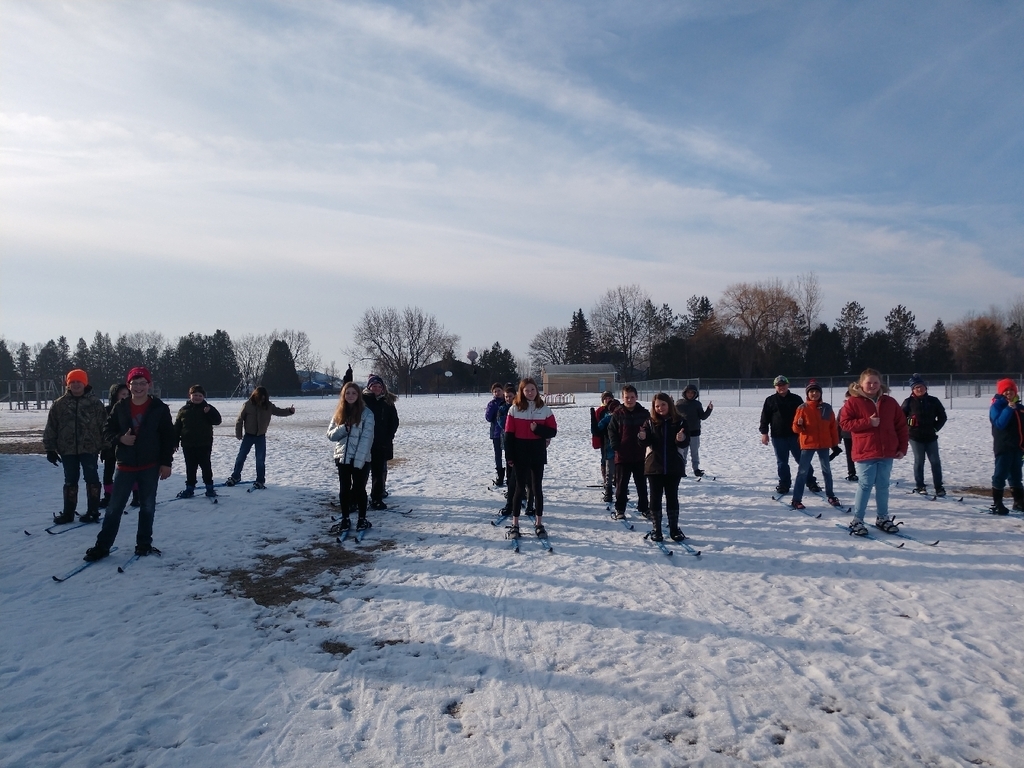 What a great day to be a wolverine! ❤️ 3rd-5th graders were able to go outside and enjoy the nice weather  cross country skiing this morning with Mrs. Stanley!🎿🌞