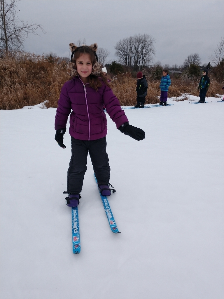1st and 2nd graders were able to go outside and enjoy the nice weather skiing today!