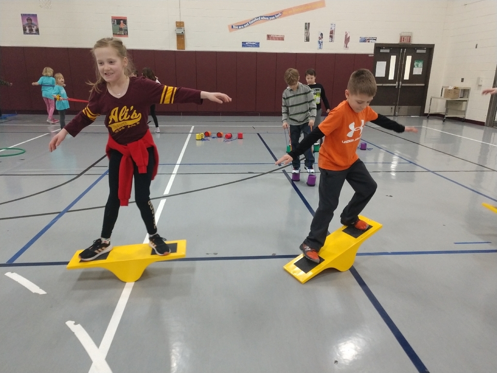 When you can't get outside to work on balance skiing, you do fun balance stations in the gym!