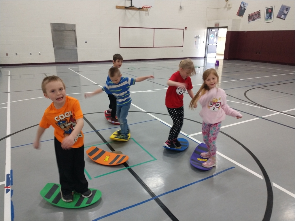 When you can't get outside to work on balance skiing, you do fun balance stations in the gym!