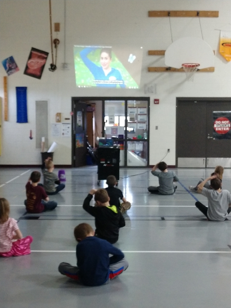 Literacy + Movement = Lots of fun in PE! 2nd graders moved to "The Very Hungry Caterpillar" today in PE.