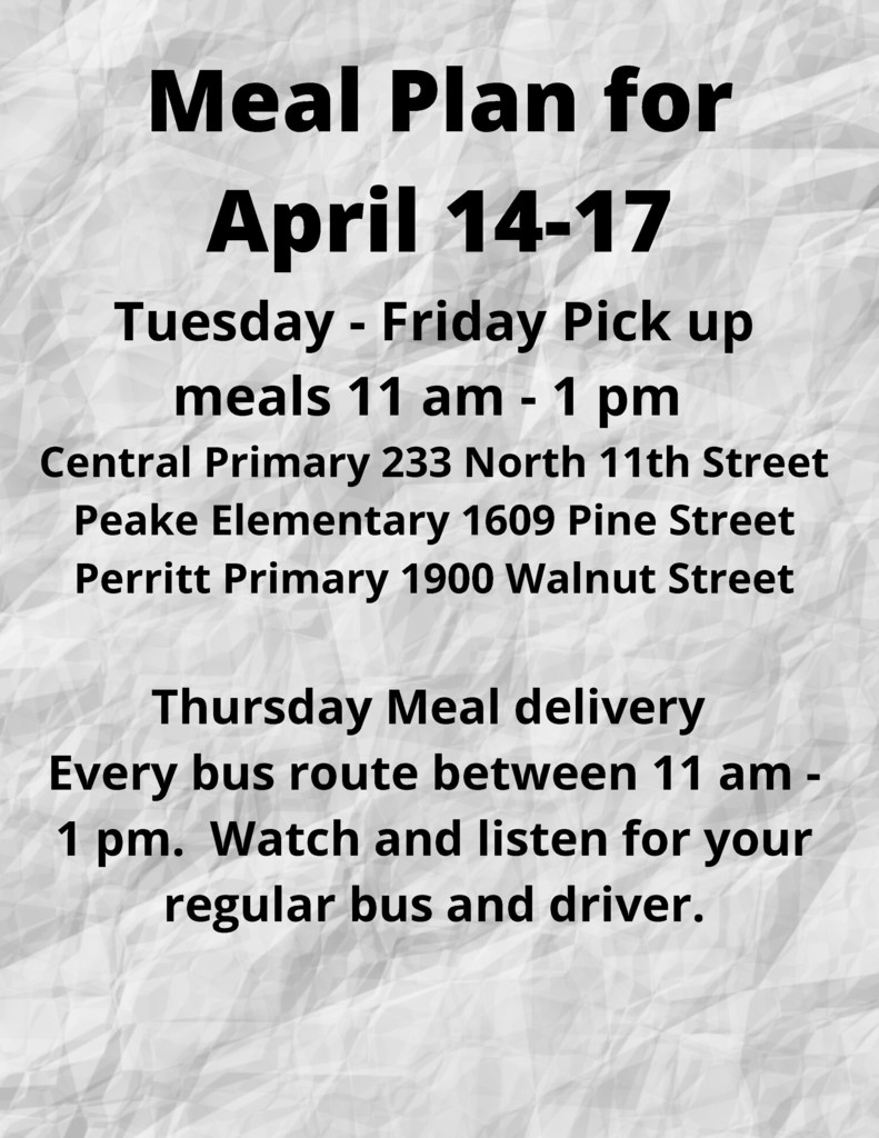 meal plans for April 14-17 