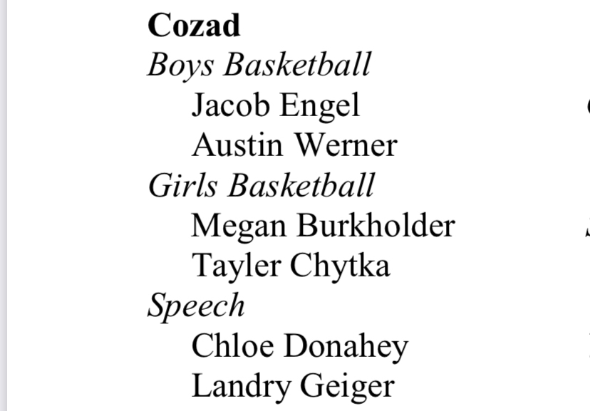 NCPA Academic All-State - Winter 2019/2020