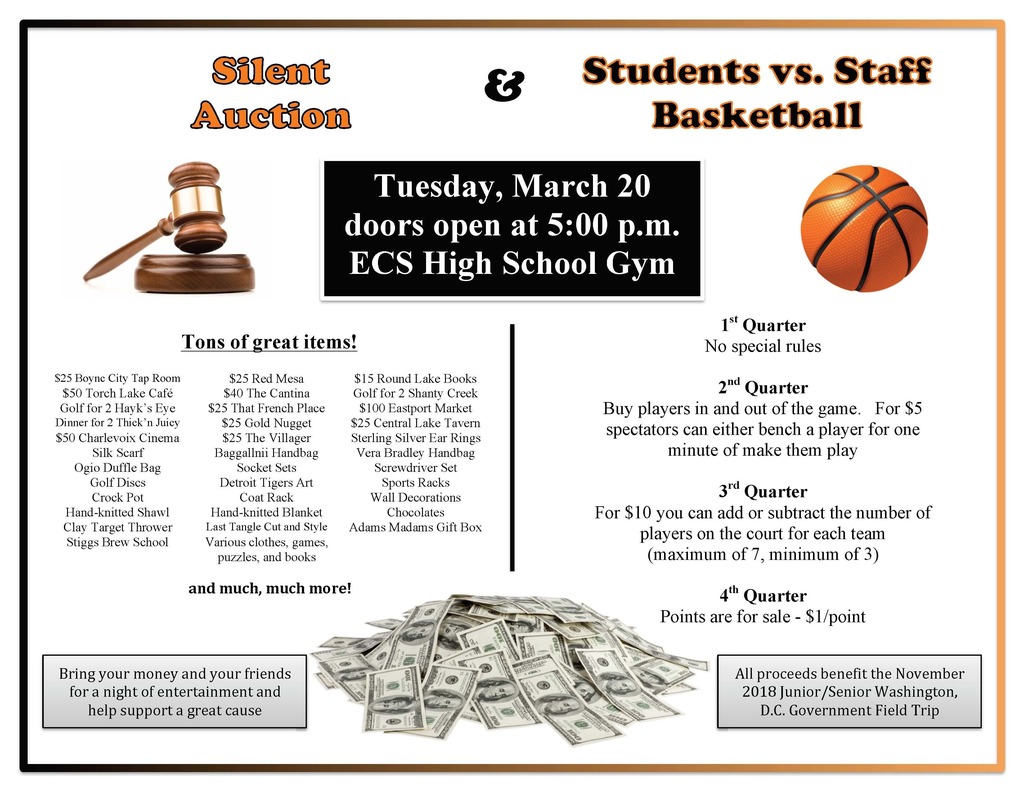 silent auction and basketball game