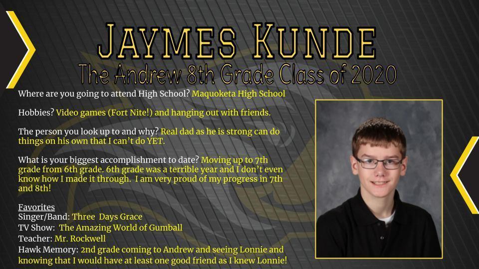 8th Grade Spotlight - Jaymes