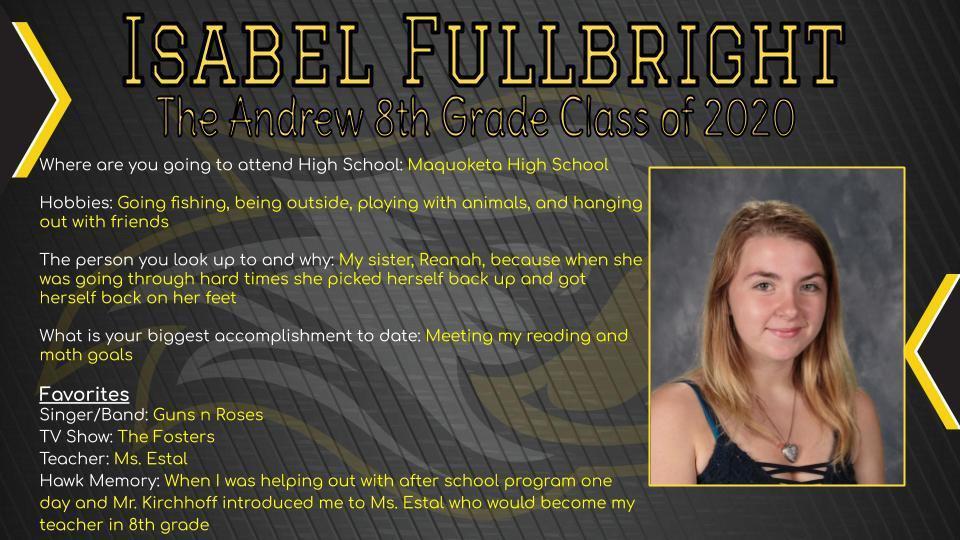 Isabel Fullbright Announcement