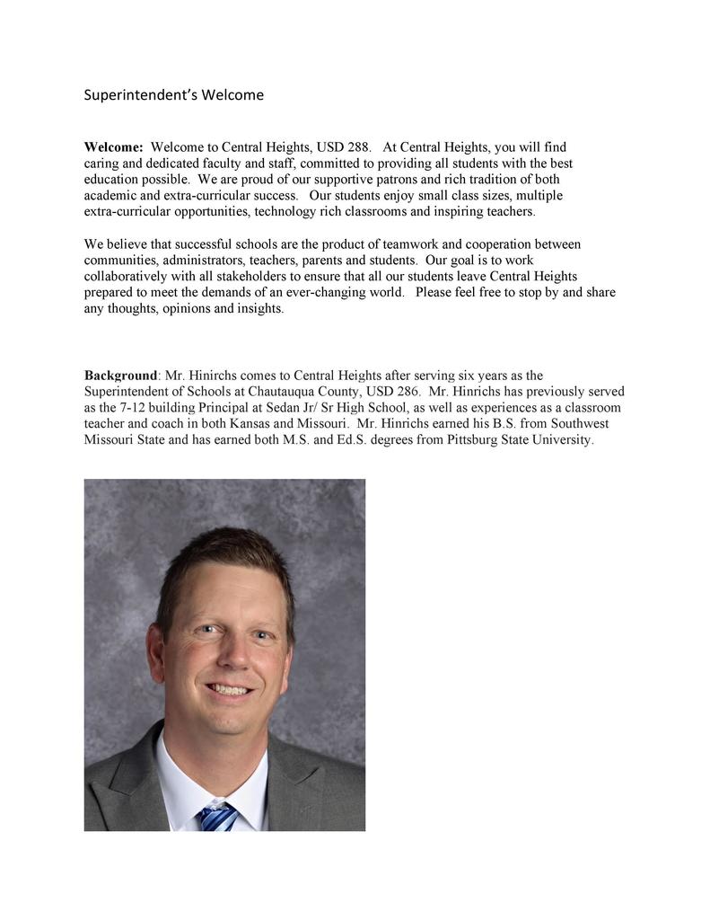 Superintendent's Welcome
