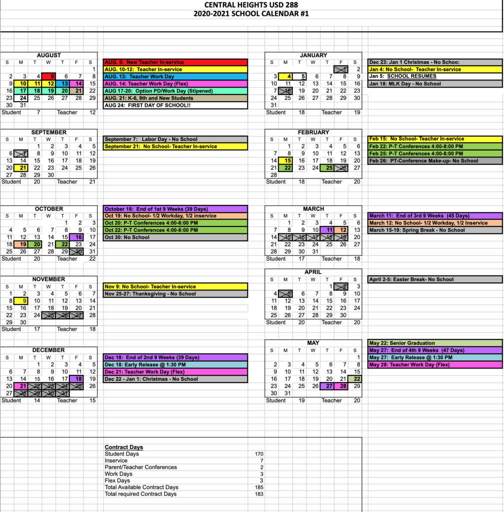 20-21 School Calendar
