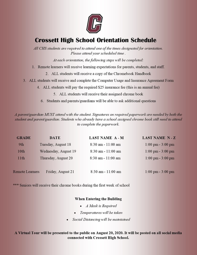 Orientation Schedule