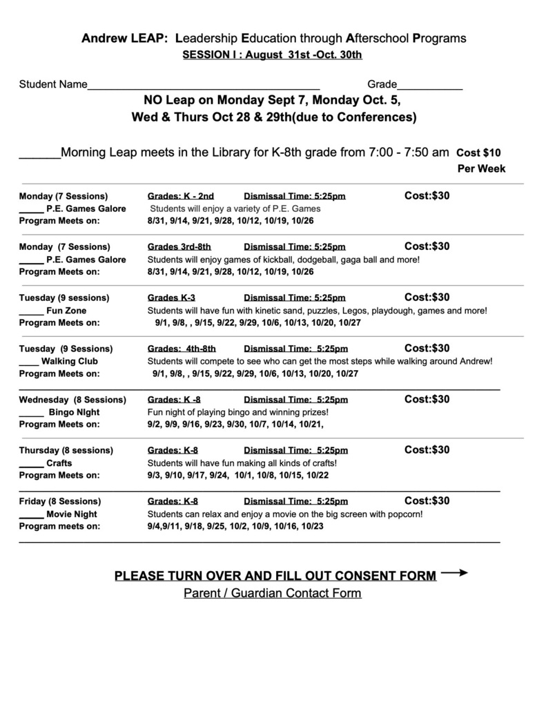 LEAP Quarter 1 Registration