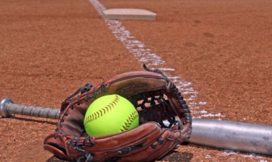 Softball in glove