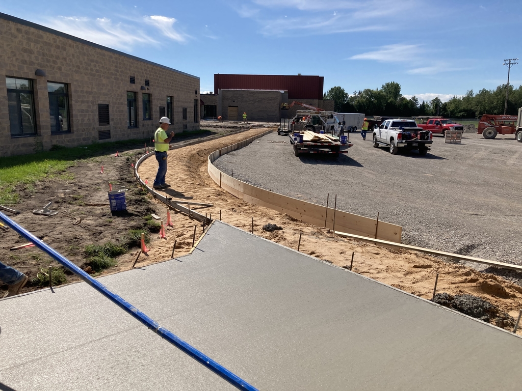 New sidewalks and traffic circle