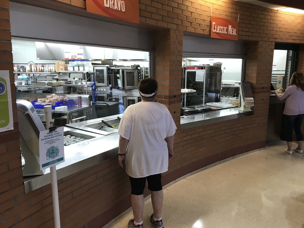 Food Service Line with plexiglass divider