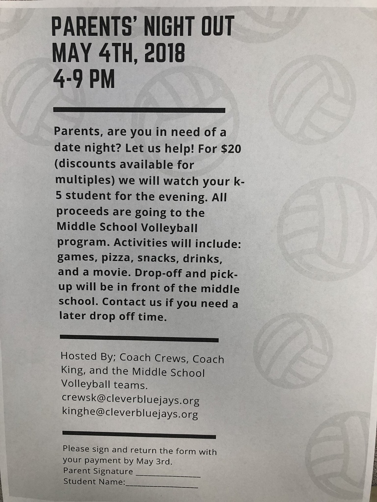 PARENTS NIGHT OUT TO SUPPORT JH VBALL