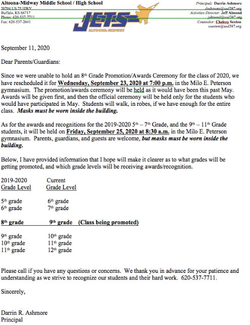 8th grade promotion & awards ceremony