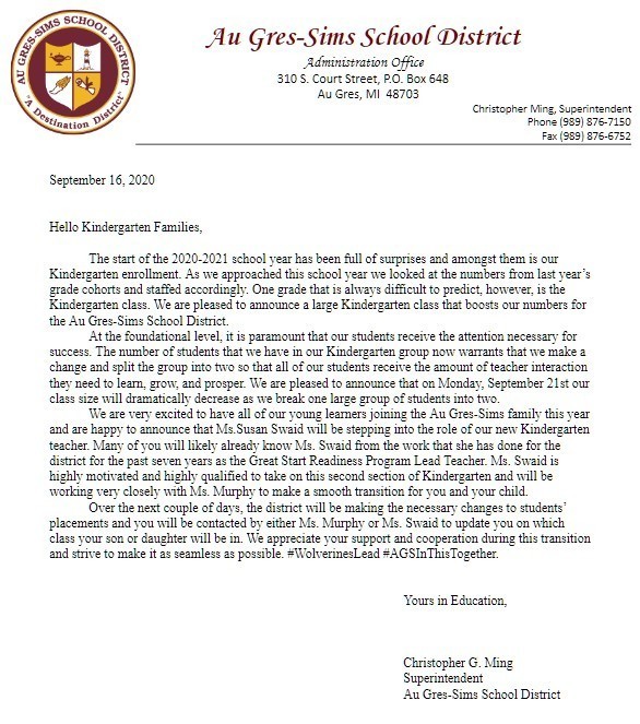 Kindergarten Sectioning