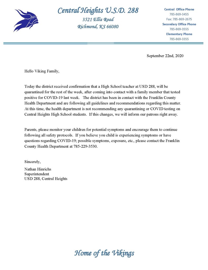 9-22 Parent Letter 