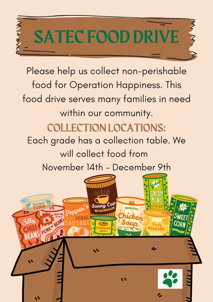 SATEC Food Drive Flyer