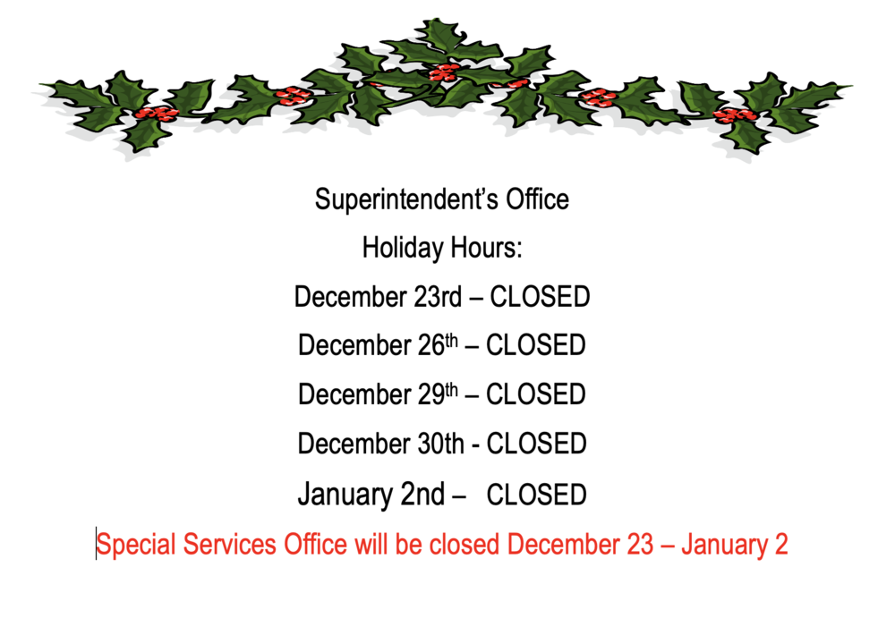 Central Office Schedule December 2022