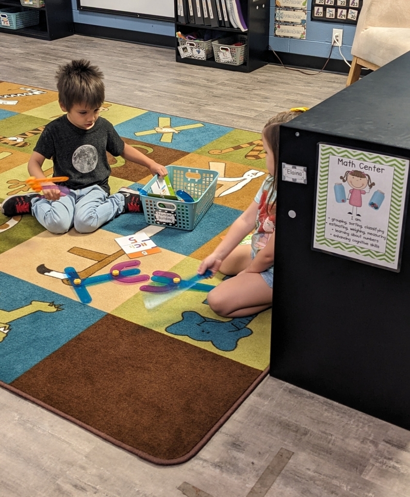 kids playing at the math center