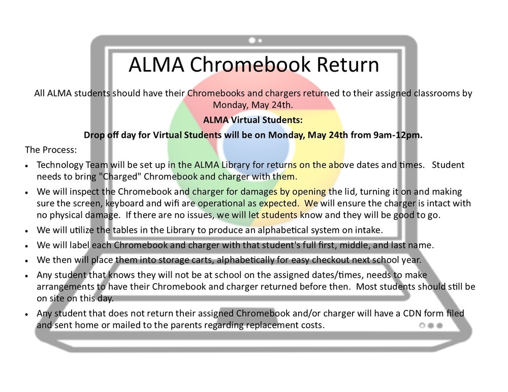 Alma Chromebook Return