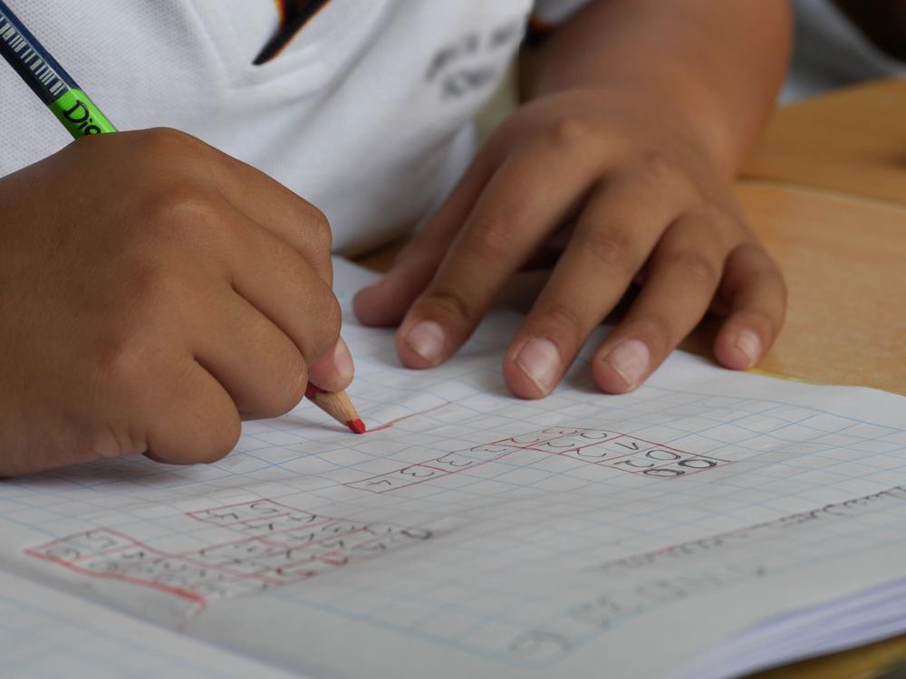 student doing homework