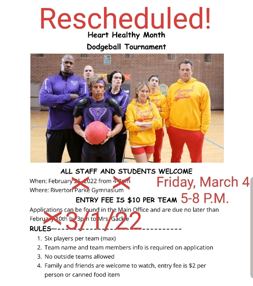 Dodgeball Tournament Rescheduled