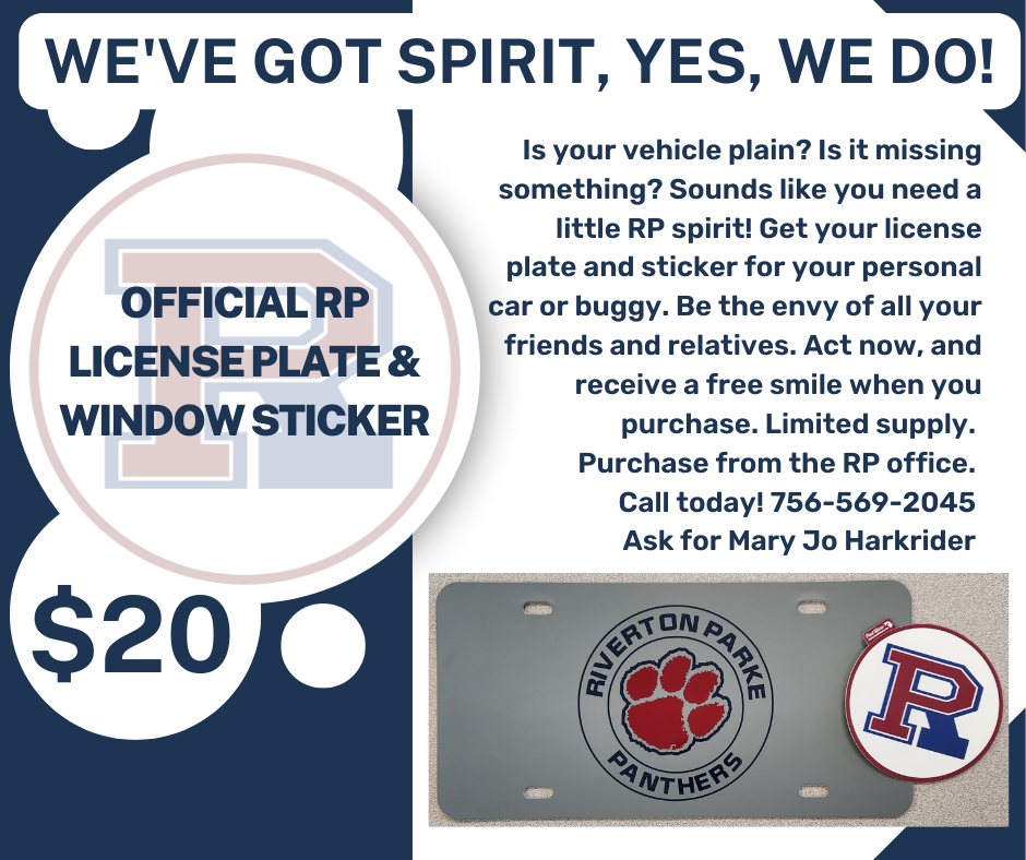 RP License Plate & Sticker $20