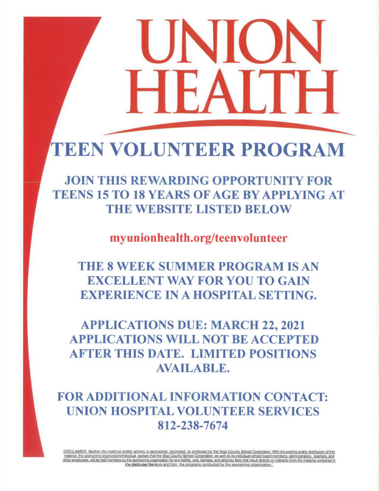 Union Health Teen Volunteer Program