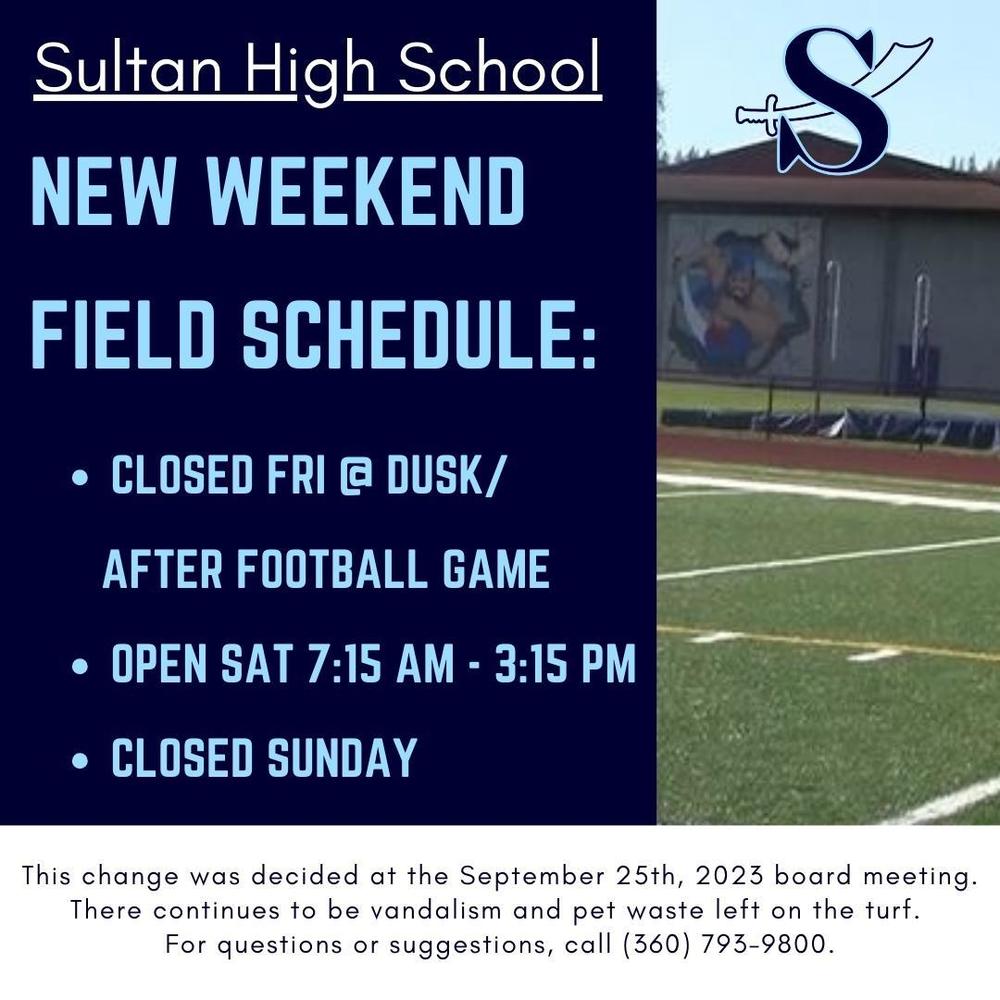 SHS New Weekend Field Schedule Sultan School District 311